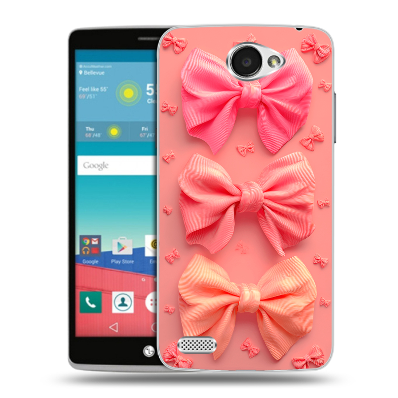 Пластиковый чехол на LG Max с принтом Розовые бантики Пластиковый чехол на LG Max с принтом Розовые бантики