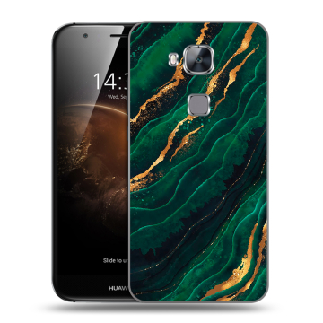 Пластиковый чехол на Huawei G8 с принтом Мрамор зеленое золото