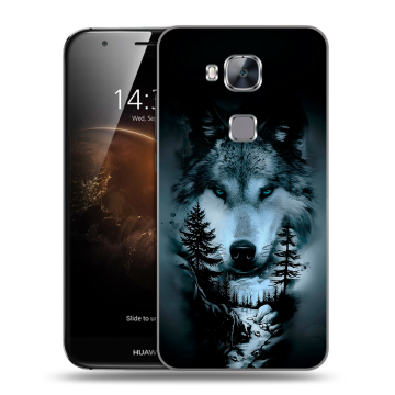 Пластиковый чехол на Huawei G8 с принтом Лесной волк