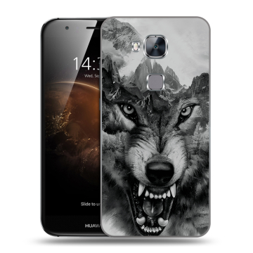 Пластиковый чехол на Huawei G8 с принтом Волк