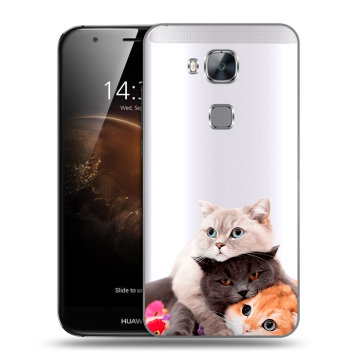 Пластиковый чехол на Huawei G8 с принтом Кошки