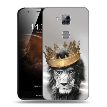 Пластиковый чехол на Huawei G8 с принтом Лев с короной