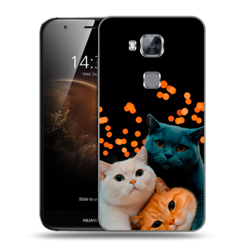 Пластиковый чехол на Huawei G8 с принтом Кошки