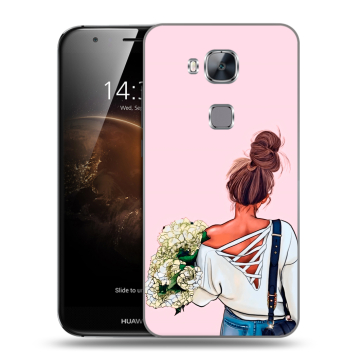 Пластиковый чехол на Huawei G8 с принтом Девушка и букет