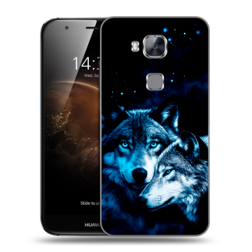 Пластиковый чехол на Huawei G8 с принтом Волки