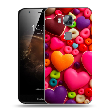 Пластиковый чехол на Huawei G8 с принтом Сердечки