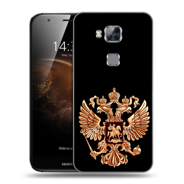 Пластиковый чехол на Huawei G8 с принтом Герб России золотой