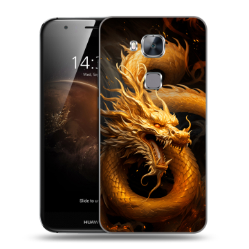 Пластиковый чехол на Huawei G8 с принтом Золотой дракон