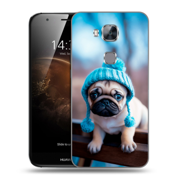 Пластиковый чехол на Huawei G8 с принтом Мопс в шапке