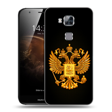 Пластиковый чехол на Huawei G8 с принтом Герб России желтый Пластиковый чехол на Huawei G8 с принтом Герб России желтый