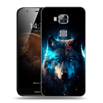 Пластиковый чехол на Huawei G8 с принтом Волк ночной