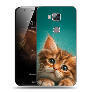 Пластиковый чехол на Huawei G8 с принтом котенок
