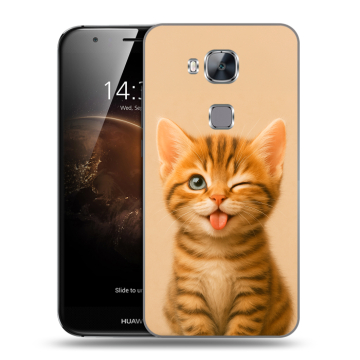 Пластиковый чехол на Huawei G8 с принтом котенок