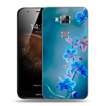 Пластиковый чехол на Huawei G8 с принтом Голубые цветы