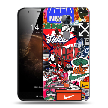 Пластиковый чехол на Huawei G8 с принтом Найк Nike яркий