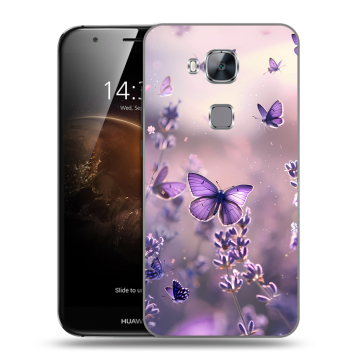 Пластиковый чехол на Huawei G8 с принтом бабочки и лаванда Пластиковый чехол на Huawei G8 с принтом бабочки и лаванда