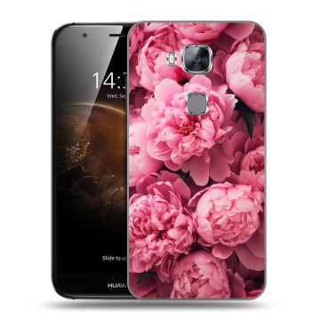 Пластиковый чехол на Huawei G8 с принтом цветы пионы