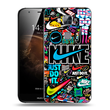 Пластиковый чехол на Huawei G8 с принтом найк nike черный