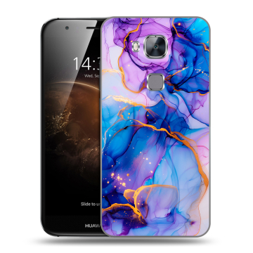 Пластиковый чехол на Huawei G8 с принтом синий мрамор