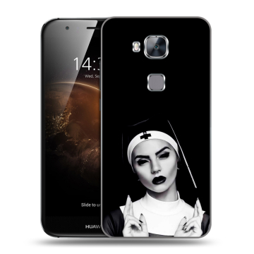 Пластиковый чехол на Huawei G8 с принтом монашка
