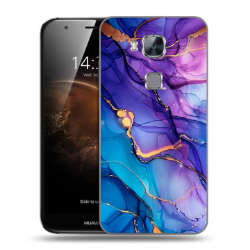 Пластиковый чехол на Huawei G8 с принтом синий мрамор