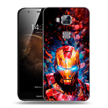 Пластиковый чехол на Huawei G8 с принтом Железный человек Ironman