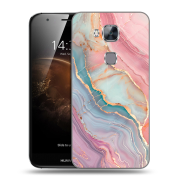 Пластиковый чехол на Huawei G8 с принтом розовый мрамор