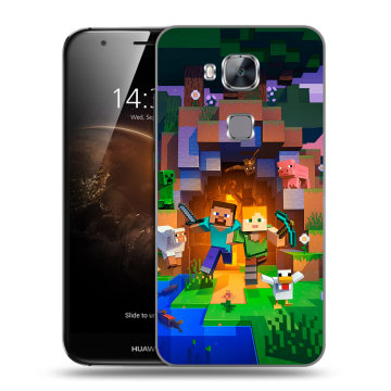 Пластиковый чехол на Huawei G8 с принтом Майнкрафт Minecraft