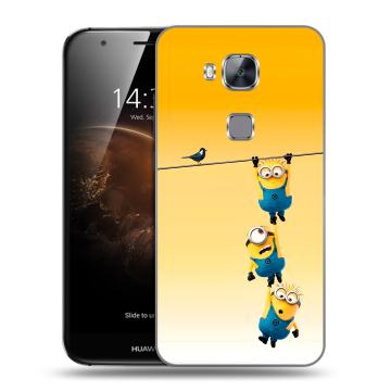 Пластиковый чехол на Huawei G8 с принтом Миньоны