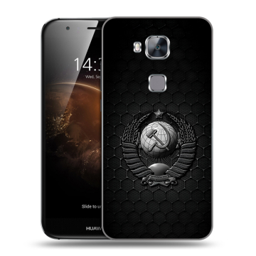 Пластиковый чехол на Huawei G8 с принтом Герб Флаг СССР