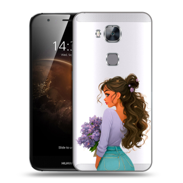 Пластиковый чехол на Huawei G8 с принтом девушка цветы Пластиковый чехол на Huawei G8 с принтом девушка цветы