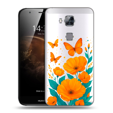 Пластиковый чехол на Huawei G8 с принтом цветы бабочки Пластиковый чехол на Huawei G8 с принтом цветы бабочки