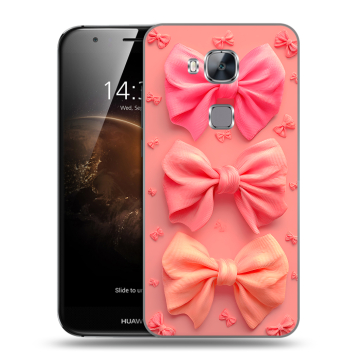 Пластиковый чехол на Huawei G8 с принтом Розовые бантики