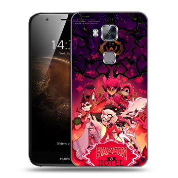 Пластиковый чехол на Huawei G8 с принтом Hazbin Hotel Отель Хазбин
