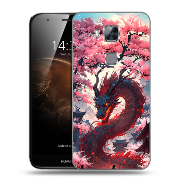 Пластиковый чехол на Huawei G8 с принтом Дракон Японский