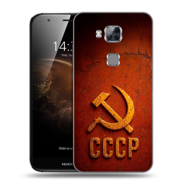 Пластиковый чехол на Huawei G8 с принтом Флаг Герб СССР