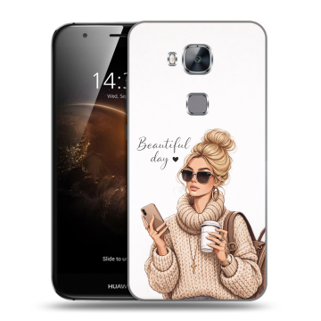 Пластиковый чехол на Huawei G8 с принтом женский
