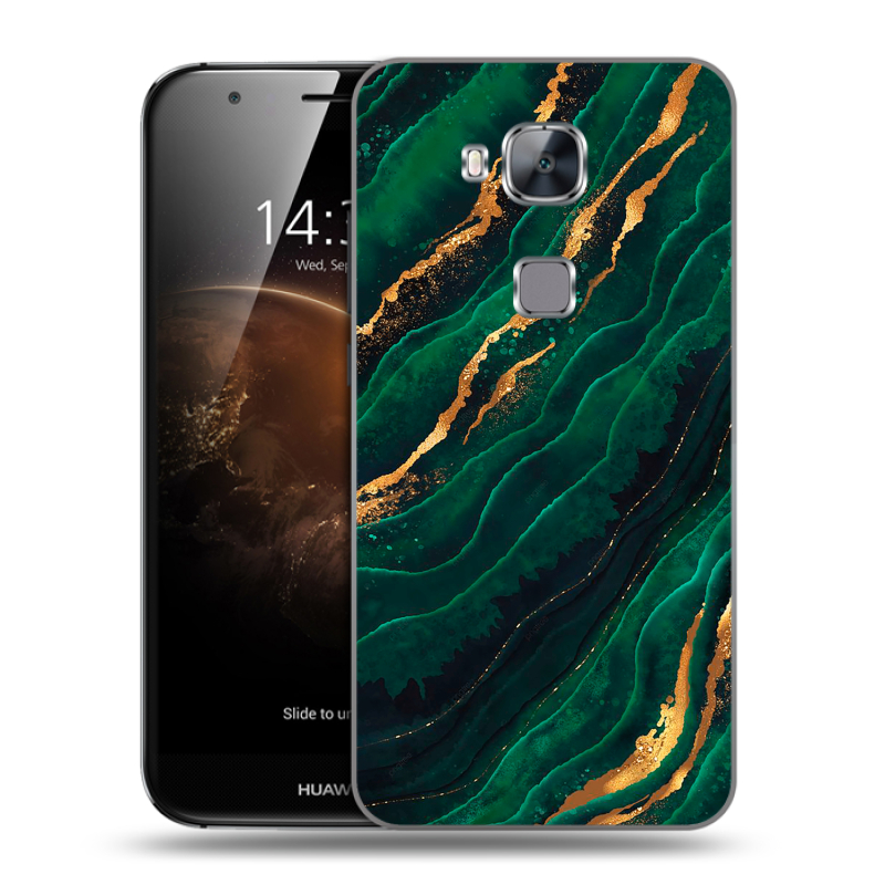 Пластиковый чехол на Huawei G8 с принтом Мрамор зеленое золото Пластиковый чехол на Huawei G8 с принтом Мрамор зеленое золото