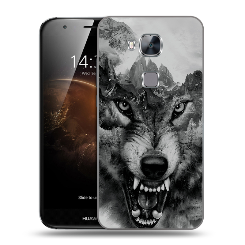 Пластиковый чехол на Huawei G8 с принтом Волк Пластиковый чехол на Huawei G8 с принтом Волк