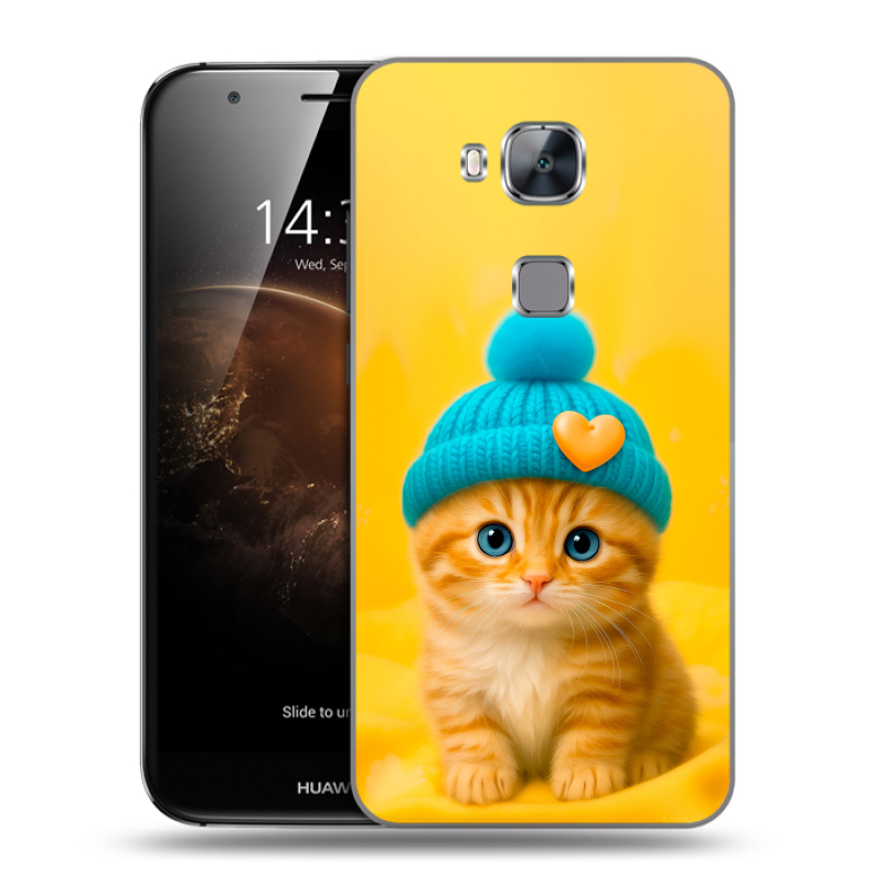 Пластиковый чехол на Huawei G8 с принтом Котенок в шапке Пластиковый чехол на Huawei G8 с принтом Котенок в шапке