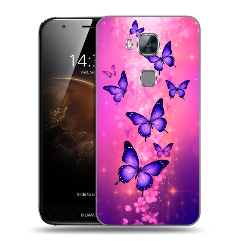 Пластиковый чехол на Huawei G8 с принтом Бабочки Пластиковый чехол на Huawei G8 с принтом Бабочки