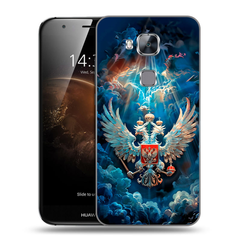 Пластиковый чехол на Huawei G8 с принтом Герб флаг России Пластиковый чехол на Huawei G8 с принтом Герб флаг России