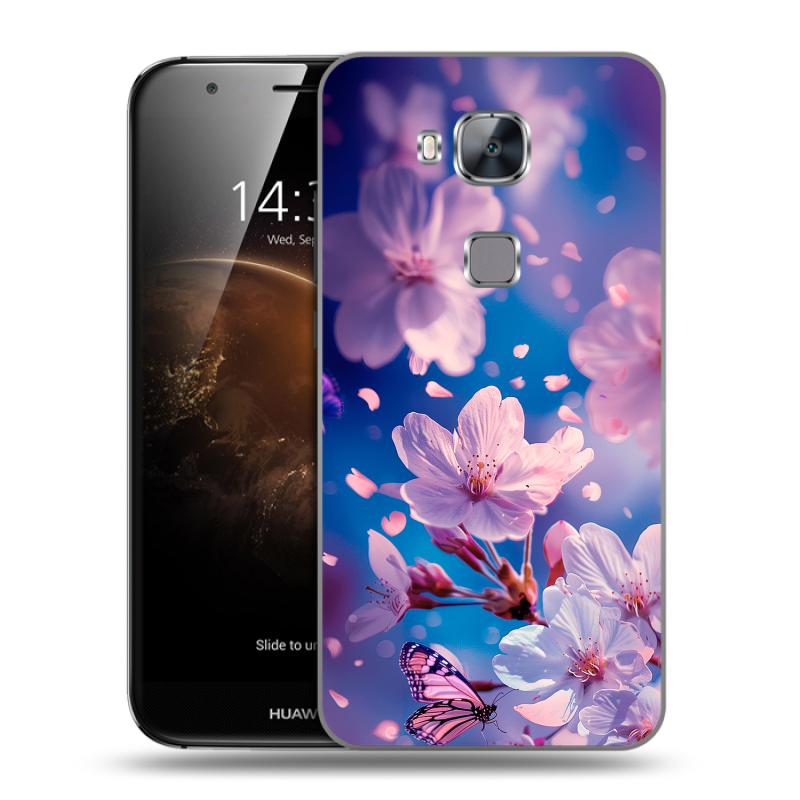 Пластиковый чехол на Huawei G8 с принтом цветы бабочки Пластиковый чехол на Huawei G8 с принтом цветы бабочки