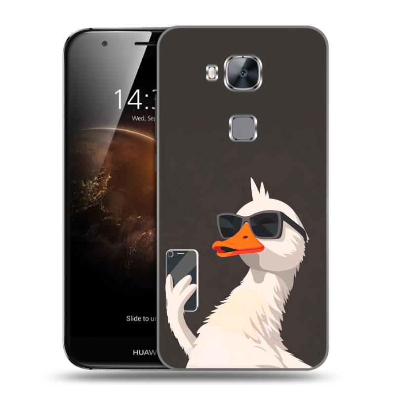 Пластиковый чехол на Huawei G8 с принтом утка в очках Пластиковый чехол на Huawei G8 с принтом утка в очках