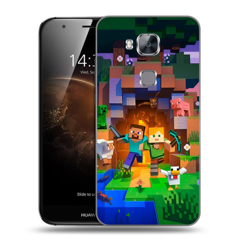 Пластиковый чехол на Huawei G8 с принтом Майнкрафт Minecraft Пластиковый чехол на Huawei G8 с принтом Майнкрафт Minecraft