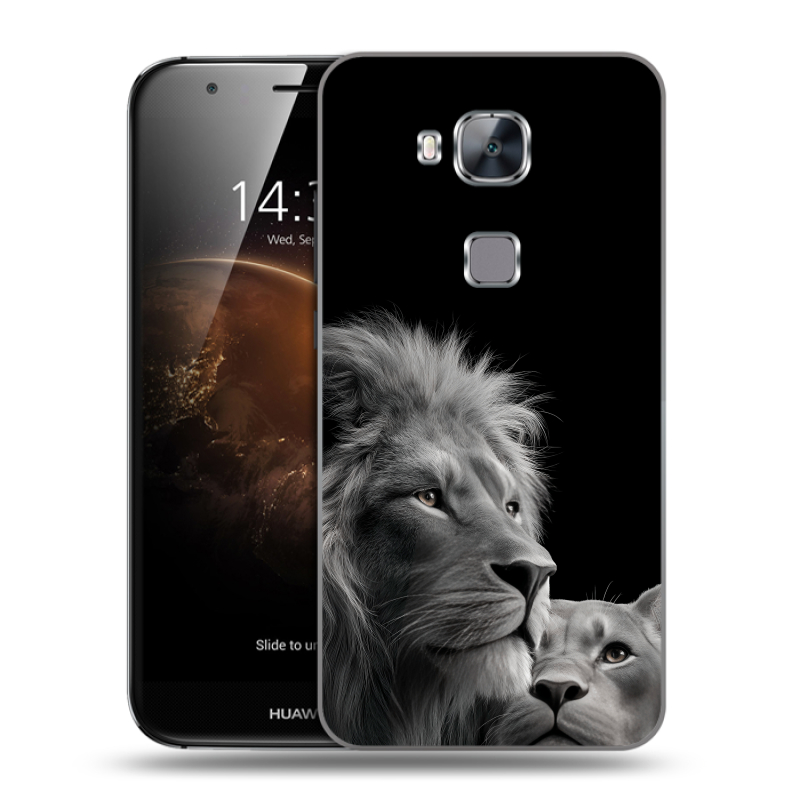 Пластиковый чехол на Huawei G8 с принтом Лев кошки Пластиковый чехол на Huawei G8 с принтом Лев кошки
