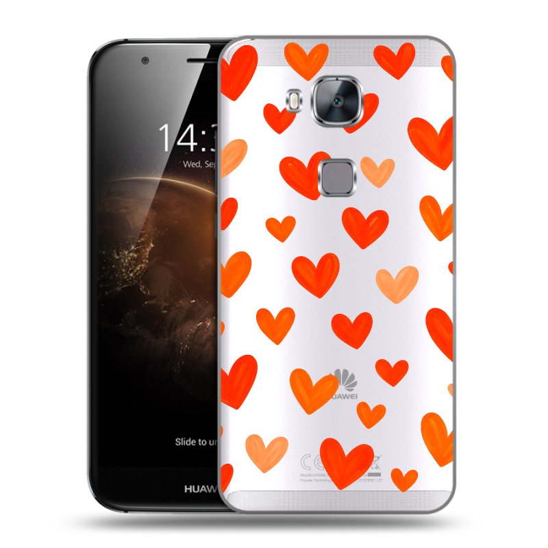 Пластиковый чехол на Huawei G8 с принтом Сердечки Пластиковый чехол на Huawei G8 с принтом Сердечки