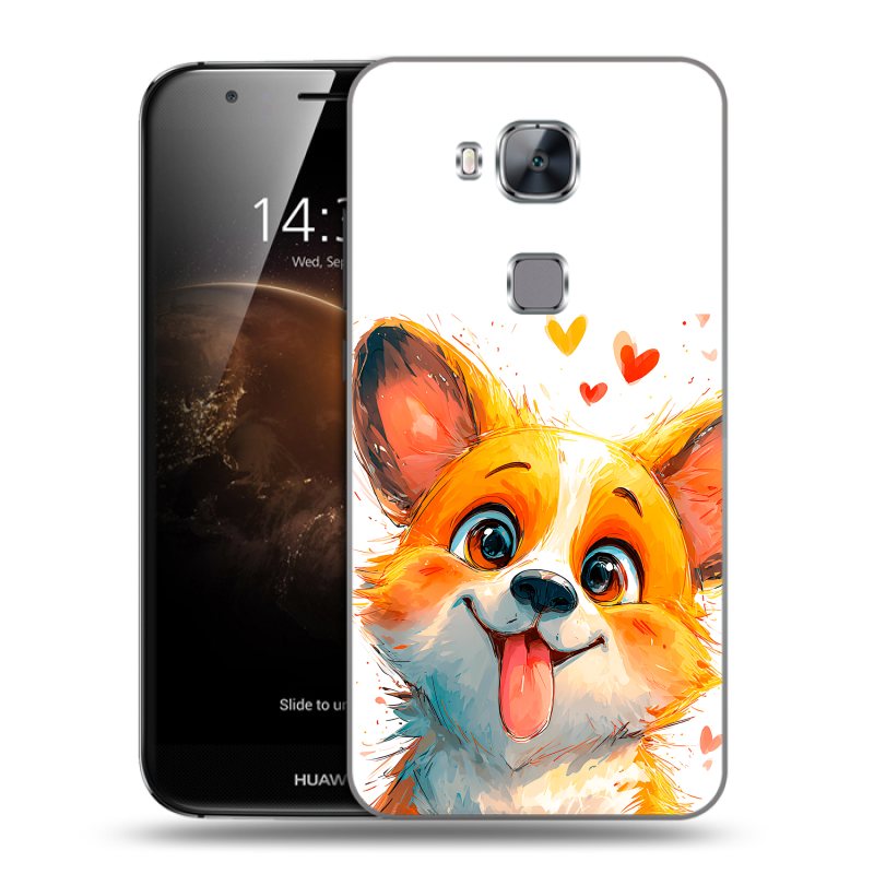 Пластиковый чехол на Huawei G8 с принтом корги Пластиковый чехол на Huawei G8 с принтом корги