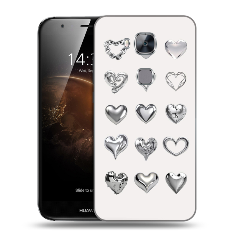 Пластиковый чехол на Huawei G8 с принтом Y2K сердечки Пластиковый чехол на Huawei G8 с принтом Y2K сердечки