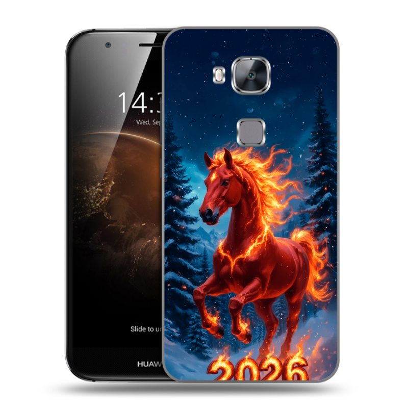 Пластиковый чехол на Huawei G8 с принтом Новый год коня Пластиковый чехол на Huawei G8 с принтом Новый год коня